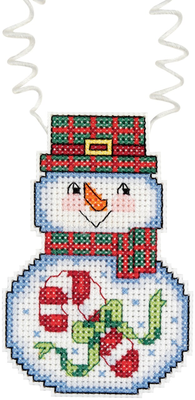 Janlynn/Holiday Wizzers Counted Cross Stitch Kit 3"X2.25"-Snowman With Candy Cane